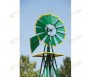 8FT Green Metal Windmill Yard Garden Decoration Weather Rust Resistant Wind Mill